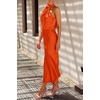 image:imagePRETTYGARDEN Womens Summer Satin Maxi Cocktail Dress  Silk FabricSleeveless Mock NeckFit and FlareAsymmetrical Long DressesElegant FormalWedding Guest PartyCruise OutfitsOrange