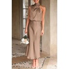 image:imagePRETTYGARDEN Womens Summer Satin Maxi Cocktail Dress  Silk FabricSleeveless Mock NeckFit and FlareAsymmetrical Long DressesElegant FormalWedding Guest PartyCruise OutfitsChampagne