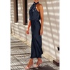image:imagePRETTYGARDEN Womens Summer Satin Maxi Cocktail Dress  Silk FabricSleeveless Mock NeckFit and FlareAsymmetrical Long DressesElegant FormalWedding Guest PartyCruise OutfitsDark Navy