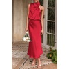 image:imagePRETTYGARDEN Womens Summer Satin Maxi Cocktail Dress  Silk FabricSleeveless Mock NeckFit and FlareAsymmetrical Long DressesElegant FormalWedding Guest PartyCruise OutfitsRed