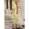 image:imagePRETTYGARDEN Womens Summer Satin Maxi Cocktail Dress  Silk FabricSleeveless Mock NeckFit and FlareAsymmetrical Long DressesElegant FormalWedding Guest PartyCruise OutfitsTender Green