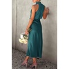 image:imagePRETTYGARDEN Womens Summer Satin Maxi Cocktail Dress  Silk FabricSleeveless Mock NeckFit and FlareAsymmetrical Long DressesElegant FormalWedding Guest PartyCruise OutfitsDark Green