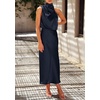 image:imagePRETTYGARDEN Womens Summer Satin Maxi Cocktail Dress  Silk FabricSleeveless Mock NeckFit and FlareAsymmetrical Long DressesElegant FormalWedding Guest PartyCruise OutfitsDark Navy