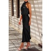 image:imagePRETTYGARDEN Womens Summer Satin Maxi Cocktail Dress  Silk FabricSleeveless Mock NeckFit and FlareAsymmetrical Long DressesElegant FormalWedding Guest PartyCruise OutfitsBlack