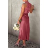 image:imagePRETTYGARDEN Womens Summer Satin Maxi Cocktail Dress  Silk FabricSleeveless Mock NeckFit and FlareAsymmetrical Long DressesElegant FormalWedding Guest PartyCruise OutfitsBrick Red