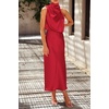 image:imagePRETTYGARDEN Womens Summer Satin Maxi Cocktail Dress  Silk FabricSleeveless Mock NeckFit and FlareAsymmetrical Long DressesElegant FormalWedding Guest PartyCruise OutfitsRed