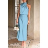 image:imagePRETTYGARDEN Womens Summer Satin Maxi Cocktail Dress  Silk FabricSleeveless Mock NeckFit and FlareAsymmetrical Long DressesElegant FormalWedding Guest PartyCruise OutfitsLight Blue
