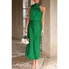 image:imagePRETTYGARDEN Womens Summer Satin Maxi Cocktail Dress  Silk FabricSleeveless Mock NeckFit and FlareAsymmetrical Long DressesElegant FormalWedding Guest PartyCruise OutfitsGreen