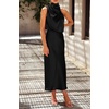 image:imagePRETTYGARDEN Womens Summer Satin Maxi Cocktail Dress  Silk FabricSleeveless Mock NeckFit and FlareAsymmetrical Long DressesElegant FormalWedding Guest PartyCruise OutfitsBlack