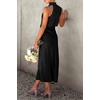 image:imagePRETTYGARDEN Womens Summer Satin Maxi Cocktail Dress  Silk FabricSleeveless Mock NeckFit and FlareAsymmetrical Long DressesElegant FormalWedding Guest PartyCruise OutfitsBlack