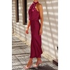 image:imagePRETTYGARDEN Womens Summer Satin Maxi Cocktail Dress  Silk FabricSleeveless Mock NeckFit and FlareAsymmetrical Long DressesElegant FormalWedding Guest PartyCruise OutfitsDeep Red