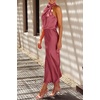 image:imagePRETTYGARDEN Womens Summer Satin Maxi Cocktail Dress  Silk FabricSleeveless Mock NeckFit and FlareAsymmetrical Long DressesElegant FormalWedding Guest PartyCruise OutfitsBrick Red