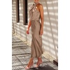 image:imagePRETTYGARDEN Womens Summer Satin Maxi Cocktail Dress  Silk FabricSleeveless Mock NeckFit and FlareAsymmetrical Long DressesElegant FormalWedding Guest PartyCruise OutfitsChampagne