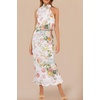 image:imagePRETTYGARDEN Womens Summer Satin Maxi Cocktail Dress  Silk FabricSleeveless Mock NeckFit and FlareAsymmetrical Long DressesElegant FormalWedding Guest PartyCruise OutfitsPrint White