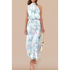 image:imagePRETTYGARDEN Womens Summer Satin Maxi Cocktail Dress  Silk FabricSleeveless Mock NeckFit and FlareAsymmetrical Long DressesElegant FormalWedding Guest PartyCruise OutfitsPrint Blue