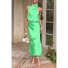image:imagePRETTYGARDEN Womens Summer Satin Maxi Cocktail Dress  Silk FabricSleeveless Mock NeckFit and FlareAsymmetrical Long DressesElegant FormalWedding Guest PartyCruise OutfitsGrass Green
