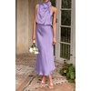 image:imagePRETTYGARDEN Womens Summer Satin Maxi Cocktail Dress  Silk FabricSleeveless Mock NeckFit and FlareAsymmetrical Long DressesElegant FormalWedding Guest PartyCruise OutfitsPurple