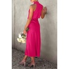image:imagePRETTYGARDEN Womens Summer Satin Maxi Cocktail Dress  Silk FabricSleeveless Mock NeckFit and FlareAsymmetrical Long DressesElegant FormalWedding Guest PartyCruise OutfitsRose Red