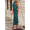 image:imagePRETTYGARDEN Womens Summer Satin Maxi Cocktail Dress  Silk FabricSleeveless Mock NeckFit and FlareAsymmetrical Long DressesElegant FormalWedding Guest PartyCruise OutfitsDark Green