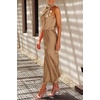 image:imagePRETTYGARDEN Womens Summer Satin Maxi Cocktail Dress  Silk FabricSleeveless Mock NeckFit and FlareAsymmetrical Long DressesElegant FormalWedding Guest PartyCruise OutfitsLight Khaki