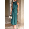 image:imagePRETTYGARDEN Womens Summer Satin Maxi Cocktail Dress  Silk FabricSleeveless Mock NeckFit and FlareAsymmetrical Long DressesElegant FormalWedding Guest PartyCruise OutfitsDark Green