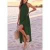 image:imagePRETTYGARDEN Womens Summer Wedding Guest Halter Maxi Dresses  Long Flowy Asymmetrical Sundress Elegant Evening Dinner Party Dress Pockets Beach Vacation Outfits Spring Resort WearArmy Green