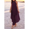 image:imagePRETTYGARDEN Womens Summer Wedding Guest Halter Maxi Dresses  Long Flowy Asymmetrical Sundress Elegant Evening Dinner Party Dress Pockets Beach Vacation Outfits Spring Resort WearDark Purple