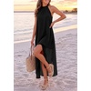 image:imagePRETTYGARDEN Womens Summer Wedding Guest Halter Maxi Dresses  Long Flowy Asymmetrical Sundress Elegant Evening Dinner Party Dress Pockets Beach Vacation Outfits Spring Resort WearBlack