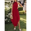 image:imagePRETTYGARDEN Womens Summer Wedding Guest Halter Maxi Dresses  Long Flowy Asymmetrical Sundress Elegant Evening Dinner Party Dress Pockets Beach Vacation Outfits Spring Resort WearRed