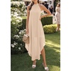 image:imagePRETTYGARDEN Womens Summer Wedding Guest Halter Maxi Dresses  Long Flowy Asymmetrical Sundress Elegant Evening Dinner Party Dress Pockets Beach Vacation Outfits Spring Resort WearBeige