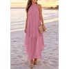 image:imagePRETTYGARDEN Womens Summer Wedding Guest Halter Maxi Dresses  Long Flowy Asymmetrical Sundress Elegant Evening Dinner Party Dress Pockets Beach Vacation Outfits Spring Resort WearPink