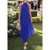 image:imagePRETTYGARDEN Womens Summer Wedding Guest Halter Maxi Dresses  Long Flowy Asymmetrical Sundress Elegant Evening Dinner Party Dress Pockets Beach Vacation Outfits Spring Resort WearBlue
