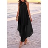 image:imagePRETTYGARDEN Womens Summer Wedding Guest Halter Maxi Dresses  Long Flowy Asymmetrical Sundress Elegant Evening Dinner Party Dress Pockets Beach Vacation Outfits Spring Resort WearBlack