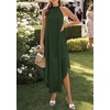 image:imagePRETTYGARDEN Womens Summer Wedding Guest Halter Maxi Dresses  Long Flowy Asymmetrical Sundress Elegant Evening Dinner Party Dress Pockets Beach Vacation Outfits Spring Resort WearArmy Green