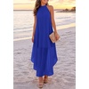 image:imagePRETTYGARDEN Womens Summer Wedding Guest Halter Maxi Dresses  Long Flowy Asymmetrical Sundress Elegant Evening Dinner Party Dress Pockets Beach Vacation Outfits Spring Resort WearBlue