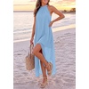 image:imagePRETTYGARDEN Womens Summer Wedding Guest Halter Maxi Dresses  Long Flowy Asymmetrical Sundress Elegant Evening Dinner Party Dress Pockets Beach Vacation Outfits Spring Resort WearLight Blue