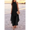 image:imagePRETTYGARDEN Womens Summer Wedding Guest Halter Maxi Dresses  Long Flowy Asymmetrical Sundress Elegant Evening Dinner Party Dress Pockets Beach Vacation Outfits Spring Resort WearBlack