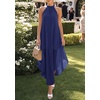 image:imagePRETTYGARDEN Womens Summer Wedding Guest Halter Maxi Dresses  Long Flowy Asymmetrical Sundress Elegant Evening Dinner Party Dress Pockets Beach Vacation Outfits Spring Resort WearDark Blue