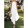 image:imagePRETTYGARDEN Womens Summer Wedding Guest Halter Maxi Dresses  Long Flowy Asymmetrical Sundress Elegant Evening Dinner Party Dress Pockets Beach Vacation Outfits Spring Resort WearWhite