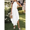 image:imagePRETTYGARDEN Womens Summer Wedding Guest Halter Maxi Dresses  Long Flowy Asymmetrical Sundress Elegant Evening Dinner Party Dress Pockets Beach Vacation Outfits Spring Resort WearWhite