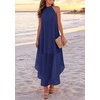 image:imagePRETTYGARDEN Womens Summer Wedding Guest Halter Maxi Dresses  Long Flowy Asymmetrical Sundress Elegant Evening Dinner Party Dress Pockets Beach Vacation Outfits Spring Resort WearDark Blue