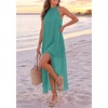 image:imagePRETTYGARDEN Womens Summer Wedding Guest Halter Maxi Dresses  Long Flowy Asymmetrical Sundress Elegant Evening Dinner Party Dress Pockets Beach Vacation Outfits Spring Resort WearCyan Blue