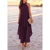 image:imagePRETTYGARDEN Womens Summer Wedding Guest Halter Maxi Dresses  Long Flowy Asymmetrical Sundress Elegant Evening Dinner Party Dress Pockets Beach Vacation Outfits Spring Resort WearDark Purple