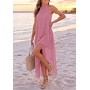 image:imagePRETTYGARDEN Womens Summer Wedding Guest Halter Maxi Dresses  Long Flowy Asymmetrical Sundress Elegant Evening Dinner Party Dress Pockets Beach Vacation Outfits Spring Resort WearPink