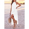 image:imagePRETTYGARDEN Womens Summer Wedding Guest Halter Maxi Dresses  Long Flowy Asymmetrical Sundress Elegant Evening Dinner Party Dress Pockets Beach Vacation Outfits Spring Resort WearWhite