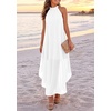 image:imagePRETTYGARDEN Womens Summer Wedding Guest Halter Maxi Dresses  Long Flowy Asymmetrical Sundress Elegant Evening Dinner Party Dress Pockets Beach Vacation Outfits Spring Resort WearWhite