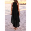 image:imagePRETTYGARDEN Womens Summer Wedding Guest Halter Maxi Dresses  Long Flowy Asymmetrical Sundress Elegant Evening Dinner Party Dress Pockets Beach Vacation Outfits Spring Resort WearBlack