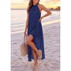 image:imagePRETTYGARDEN Womens Summer Wedding Guest Halter Maxi Dresses  Long Flowy Asymmetrical Sundress Elegant Evening Dinner Party Dress Pockets Beach Vacation Outfits Spring Resort WearDark Blue