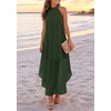 image:imagePRETTYGARDEN Womens Summer Wedding Guest Halter Maxi Dresses  Long Flowy Asymmetrical Sundress Elegant Evening Dinner Party Dress Pockets Beach Vacation Outfits Spring Resort WearArmy Green