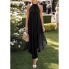image:imagePRETTYGARDEN Womens Summer Wedding Guest Halter Maxi Dresses  Long Flowy Asymmetrical Sundress Elegant Evening Dinner Party Dress Pockets Beach Vacation Outfits Spring Resort WearBlack